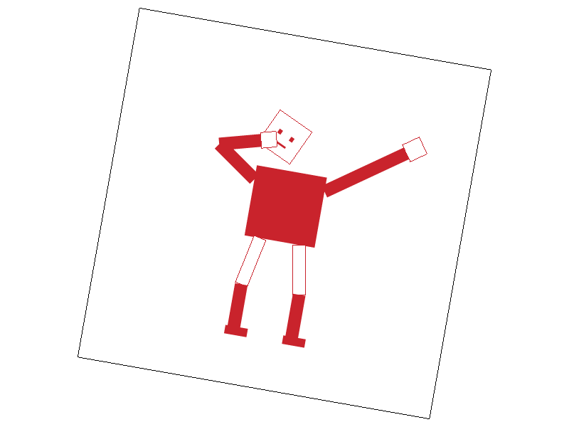The dabbing cubeman and canvas outline rotated clockwise by 10 degrees